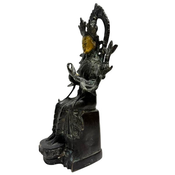 Maitreya Bodhisattva Chino en Postura Devocional – Bronce Dorado, lote 445 – Esculturas, Bronze (photo 8 of 10)