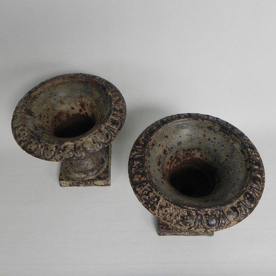 Image 1 of Lote de 2 jarrones de jardín Medicis de hierro fundido