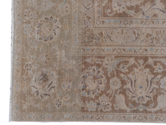 Image 1 of Vintage Ziegler Tabriz rug, brown and blue, 400 x 276 cm, for living room and dining room.