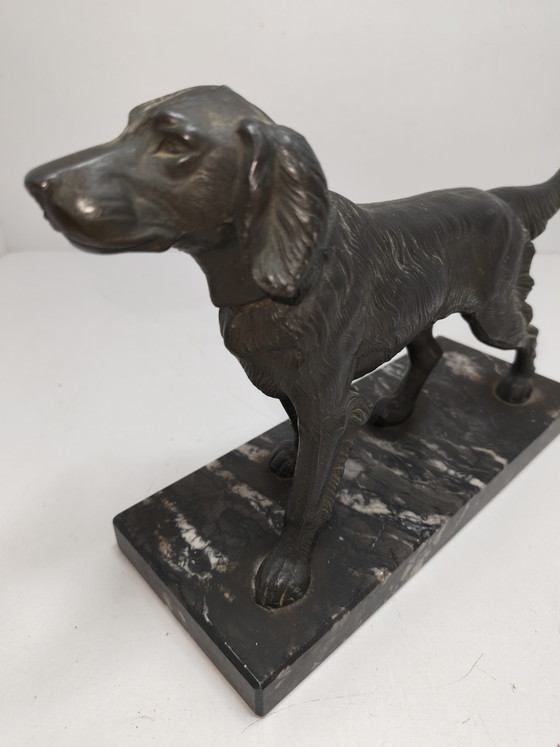 Art Deco style sculpture hunting dog – Marble, Metal (photo 7 of 12)