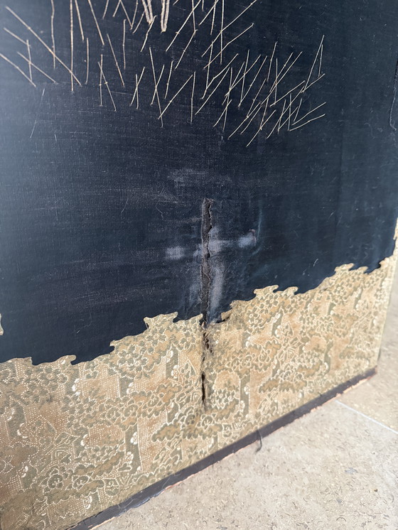 Image 1 of Antique Chinese embroidered chinoiserie folding screen ca. 1885