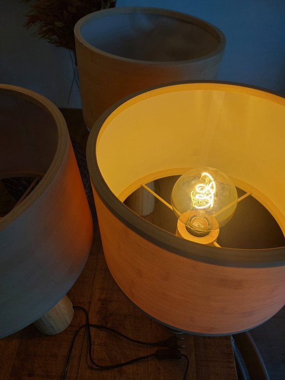 Image 1 of WOOOD Lunar design wooden table lamps – set of 3 – warm ambient lighting