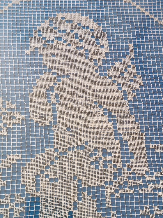 Quadro artigianale lavorazione uncinetto, Arte, Vetro, Metallo, Blu (foto 4 di 9)