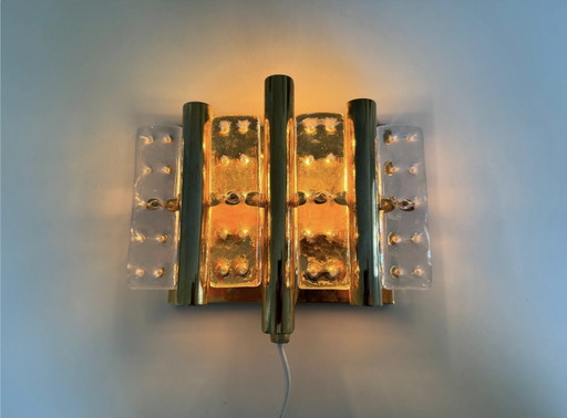 Hans Agne Jacobsson Orrefors Style Glamorous Vintage, Swedish Crystal Wall Lamp, Scandinavian Modern 70S