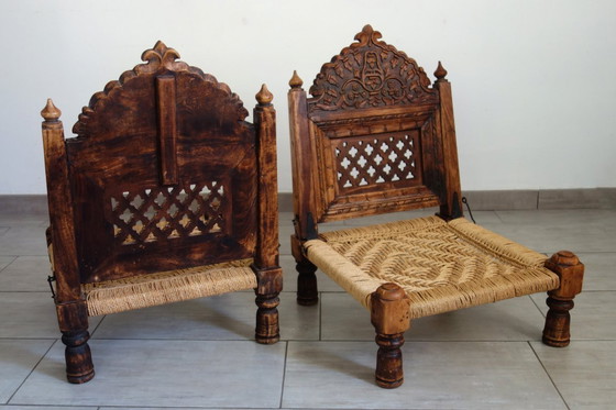 Image 1 of 2 traditional Pida chairs, India, 1950s/60s