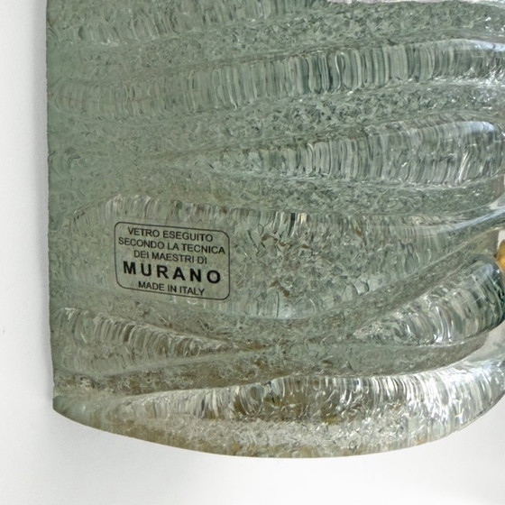 Image 1 of Par de apliques de pared de estilo Art Déco en cristal de Murano color aguamarina y latón de Barovier & Toso