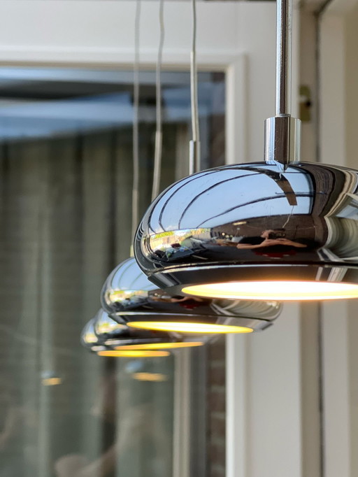 Lampe pendante rétro en chrome - Parfaite pour le bar, l'îlot de cuisine ou la salle à manger