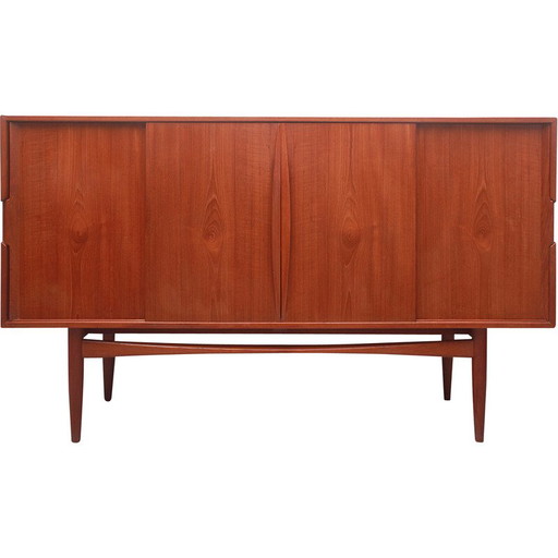 Planche haute vintage en teck avec portes coulissantes, années 1960