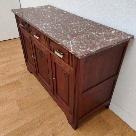 Buffet bas Vintage Ancien Commode Meuble de Salle de Bain avec Plateau en Marbre – Marble (photo 5 of 12)