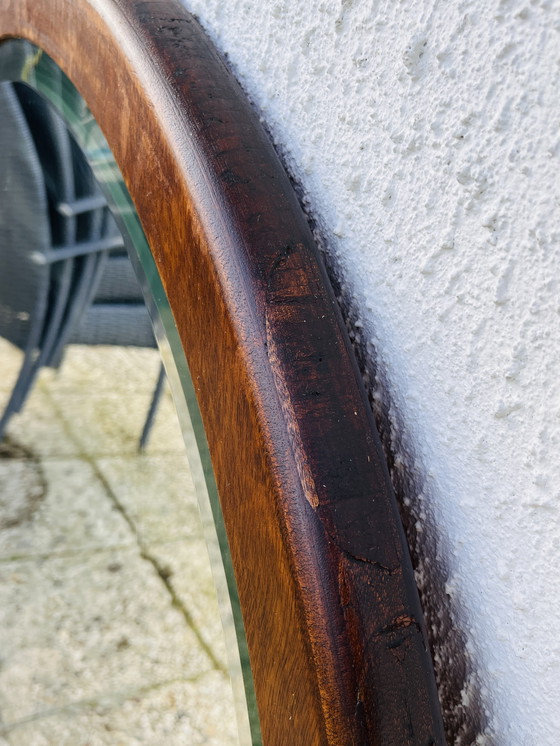 Image 1 of Miroir biseauté rond en bois