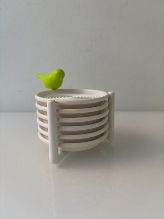 Set of 6 Design Coasters with Bird – White/Green – Table accessories, Other (photo 3 of 15)