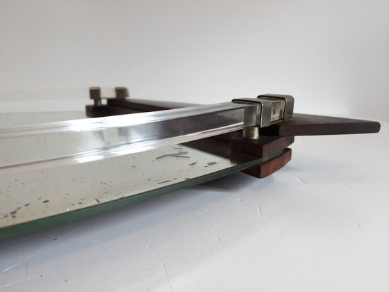 Image 1 of Specchio Art Déco e vassoio in legno Francia