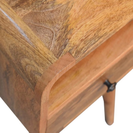 Mini Eikenhouten Look Nachtkastje Van Massief Mangohout – 1 Lade & Open Vak – Artisan, Wood (photo 6 of 10)