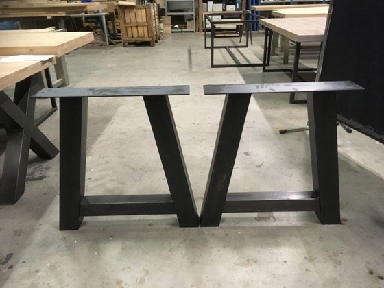 Image 1 of Herringbone dining table. Oak.