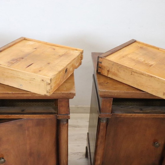 Pair of antique nightstands in solid walnut, Italy early 19th century, Wood, Brown, Classicisme (photo 9 of 15)