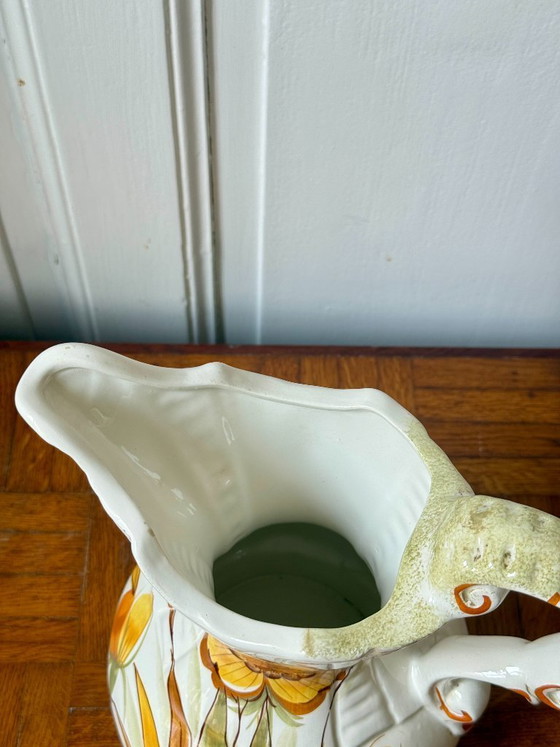 Image 1 of Vintage Italian Bassano Ceramic Hand-Painted Pitcher