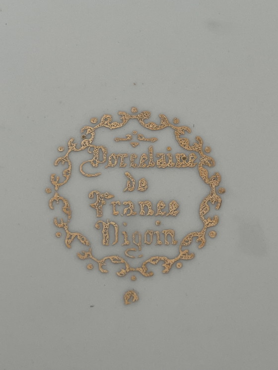 Image 1 of Piatto da portata vintage Digoin Fragonard Ø 29,5 cm | Porcellana francese con bordo dorato