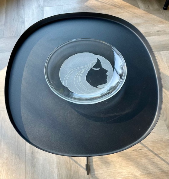 Image 1 of Vintage glazen schaal “La Femme” – Art Nouveau stijl