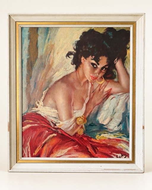 Ritratto vintage Charles Roka “Roma Woman” – anni '60/'70 – 51 x 62 cm