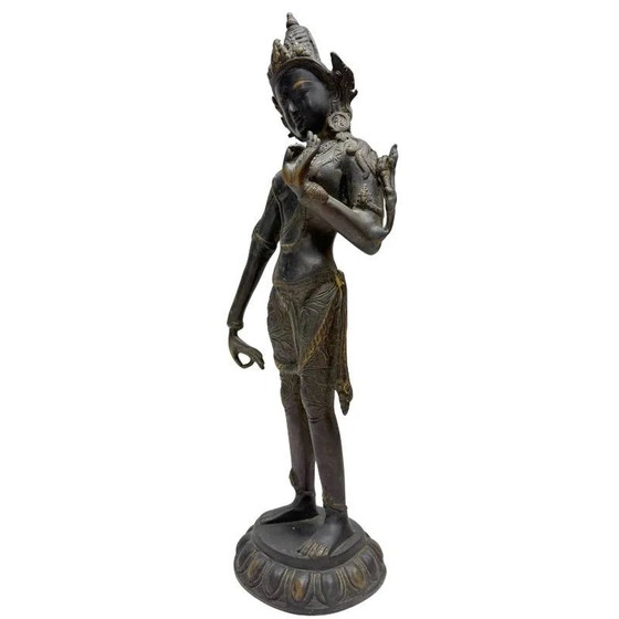 Antique Standing Tara - Bronze - Himalaya - 42 cm – Sculpture (photo 8 of 10)