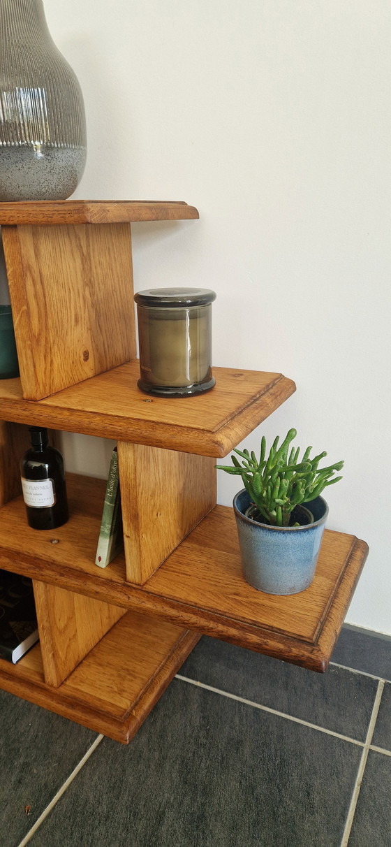 Image 1 of Lage plank in brutalistische stijl - massief eiken - jaren 1940