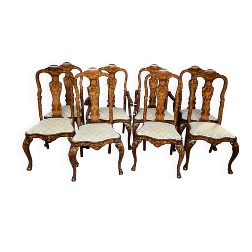 Ensemble de deux fauteuils et six chaises du XVIIIe siècle. – eetkamerstoelen, Wood