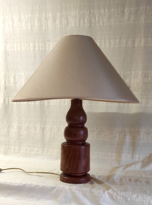 Scandinavian-style table lamp in turned wood - 1970s