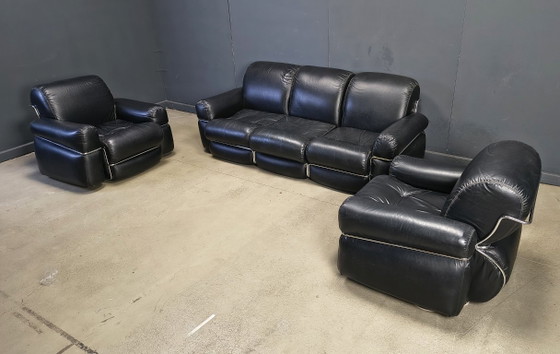 Set di divani vintage italiani, anni '70 – Leather, Metal (photo 7 of 7)