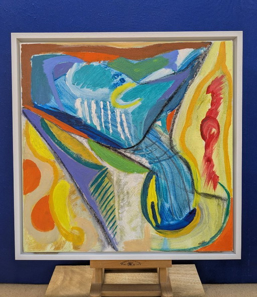 RIVER OTTER ESTUARY WALK ORIGINAL ACRYLIC CANVAS FRAMED NIGEL WATERS 40x40cm