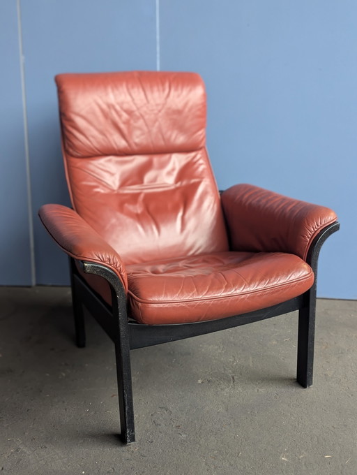 Poltrona Lounge Svedese Vintage - Gmøbel – verstelbare relaxstoel, Wood, Leather