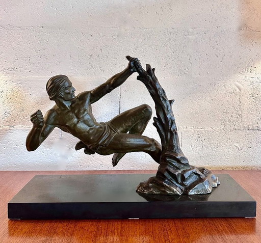 Régule Art Déco l'Athlète singé jacques LIMOUSIN