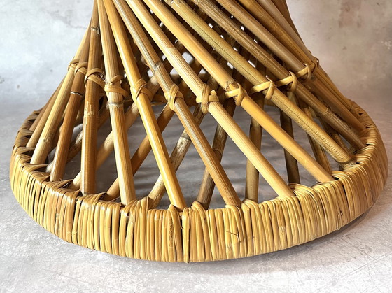 Image 1 of Vintage Bamboo Lounge Chair Rattan With Matching Stool Table Rohe Noordwolde Bamboo 1950