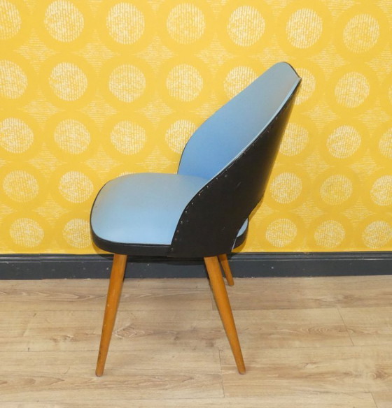 Image 1 of 50's 60's Cocktail Chair bleu clair rockabilly Classic Chair bois Cocktail Chair plastique rétro vintage