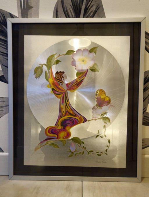 Vintage silkscreen print signed Michelle Emblem – 1970s