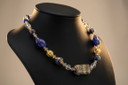 Murano Glass Necklace with Gold Leaf – Handcrafted Beads – With Box and Certificate – Length 50 cm