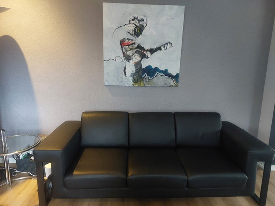 Image 1 of Sofá de diseño de cuero negro