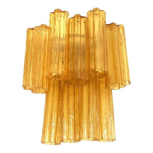 Applique murale contemporaine en ambre "Tronchi" dans le style Venini