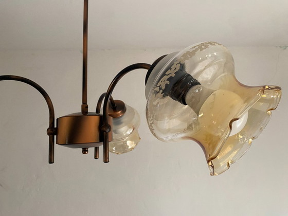 Vintage 3-Light Chandelier by KAJ Hrastnik, Slovenia – KAJ Dol Pri Hrastniku, Metal, Glass (photo 5 of 9)