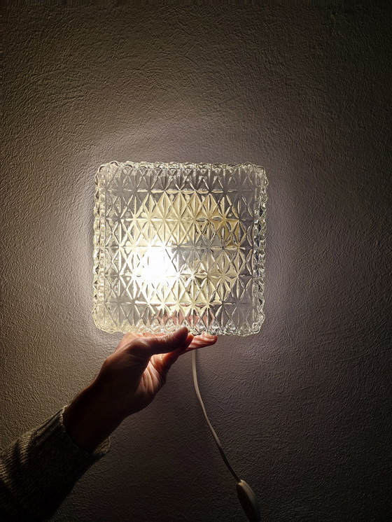 Image 1 of Vintage Guro 1970s Ceiling Lamp Ceiling light glass square