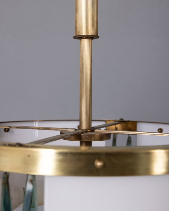Lampadario vintage anni '50 di design italiano in vetro blu e cristallo. – Glass (photo 12 of 15)