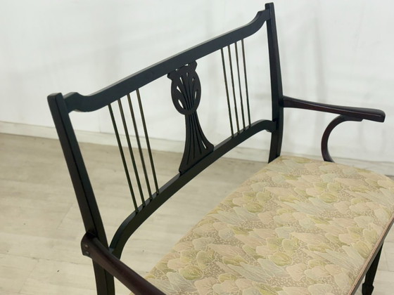 Image 1 of Originele Thonet-bank circa 1900 – Art Nouveau/Weense bank met messing rugleuning.
