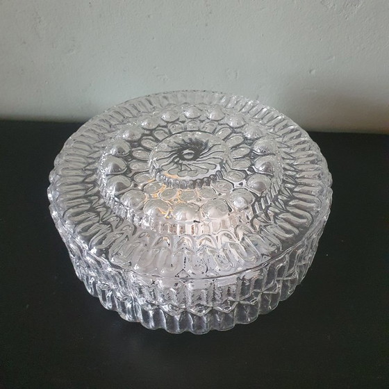 Image 1 of Vintage 70s/80s ceiling lamp - glass ceiling lamp with embossed structure.