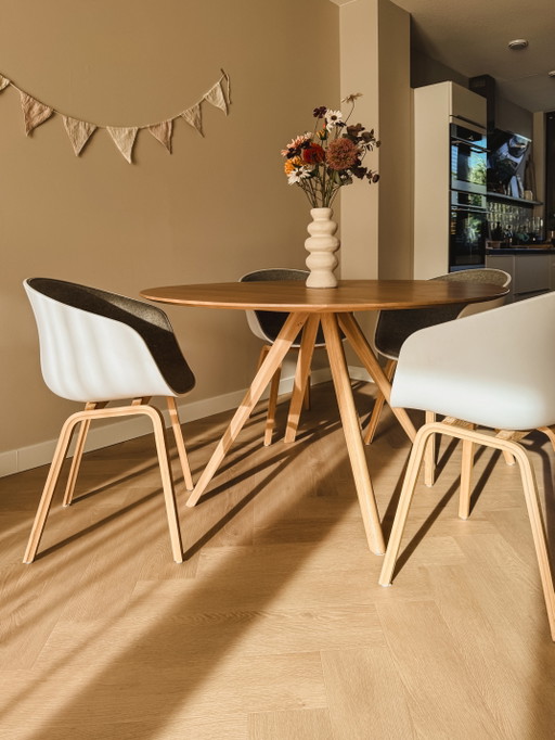4x HAY About a Chair AAC 22 dining chair lacquered oak upholstered