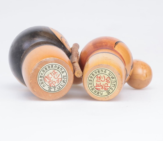 Image 1 of Ensemble de poupées kokeshi vintage, couple âgé