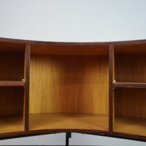 Midcentury rosewood bar with barstools