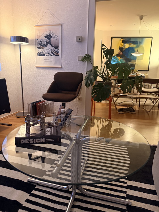 Image 1 of Tavolo cromato Giotto Stoppino Style Glas 1970