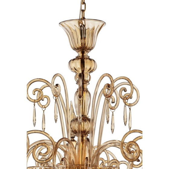 Image 1 of Lampadario Lively Curls in vetro di Murano color ambra scura