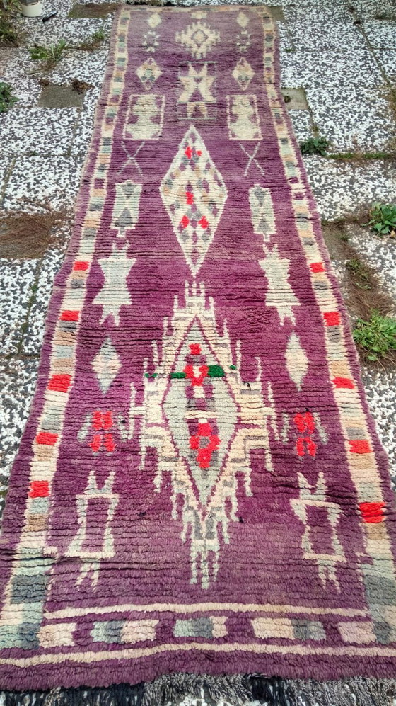 Image 1 of Hand-knotted Berber wool rug 332x83cm