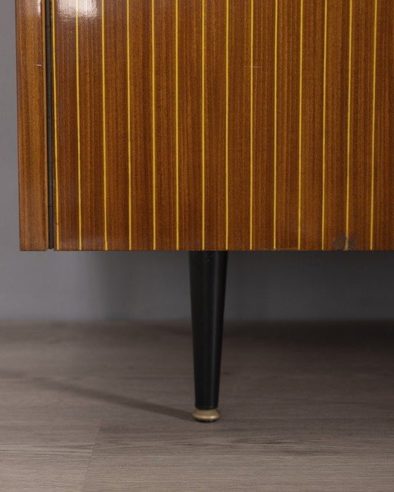 Image 1 of Credenza sideboard vintage anni 50 in legno e ottone dorato design Italiano