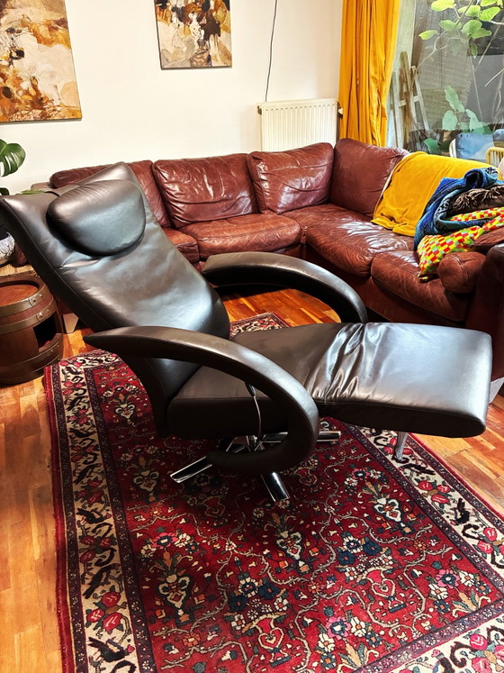 Strässle modern lounge chair in near mint condition – Adjustable recliner chair, Chrome, Leather (photo 4 of 8)